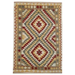 Oriental Kilims Green Cream Kilim Rugs Tappeto in lana tessuto a mano
