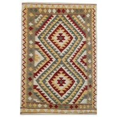 Retro Oriental Kilims Green Cream Kilim Rugs Wool Area Rug Handwoven