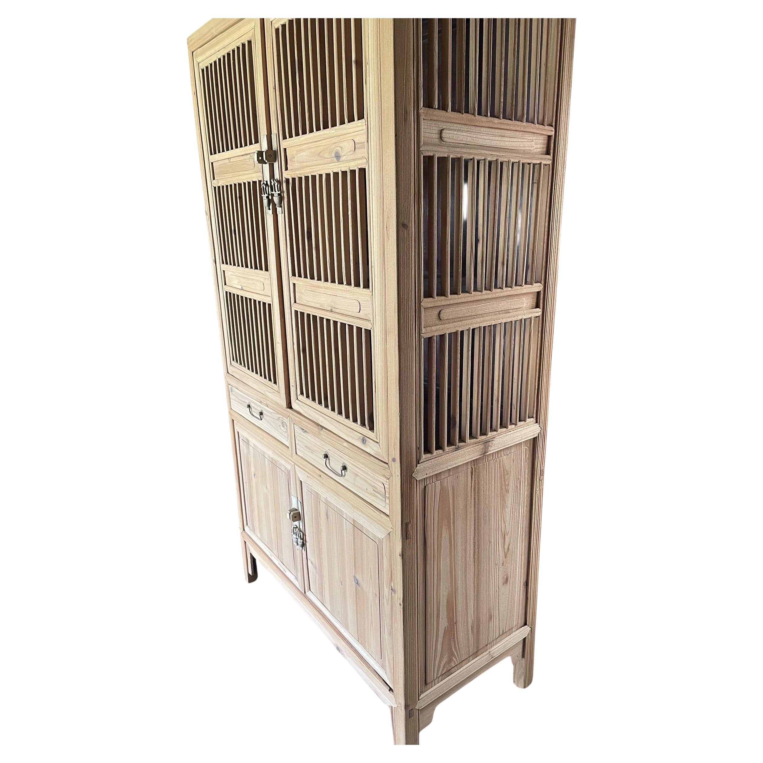 Oriental Kitchen Drinks Cabinet Cupboard
A good sized useful part slatted cabinet made in pine timber; set on splay feet and restored to a natural finish, the shelved interior high enough to take bottles, crockery etc
all original fine bronzed
