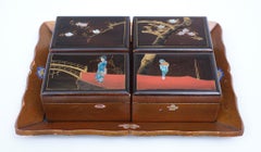 Oriental Lacker Boxes on a Tray, Japan, 1930s