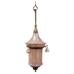 Lanterne orientale, verre et bronze, fin 19e début 20e siècle
