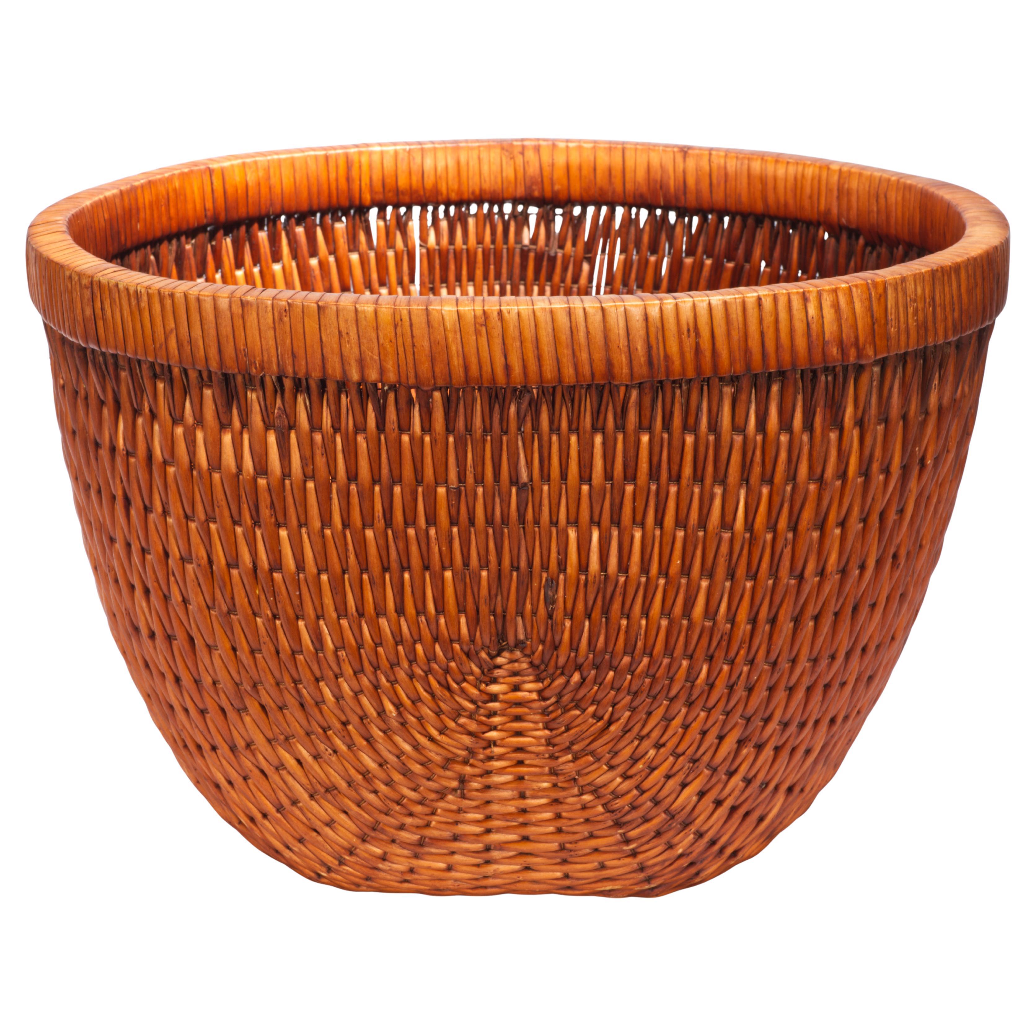 Oriental Large Fisherman Basket with Flat Rim For Sale