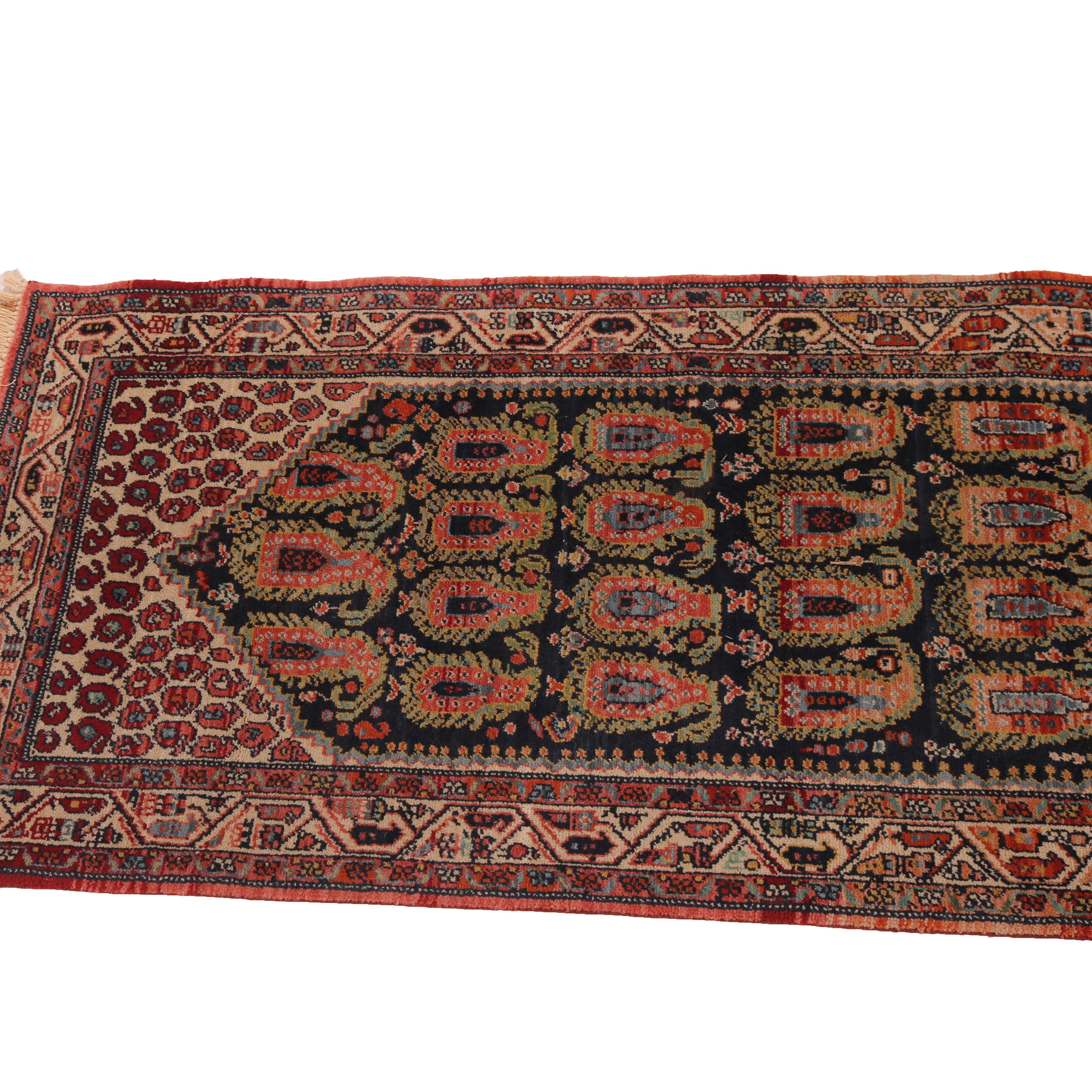 Asian Oriental Long Runner with Repeating Boteh Pattern Circa 1950 For Sale