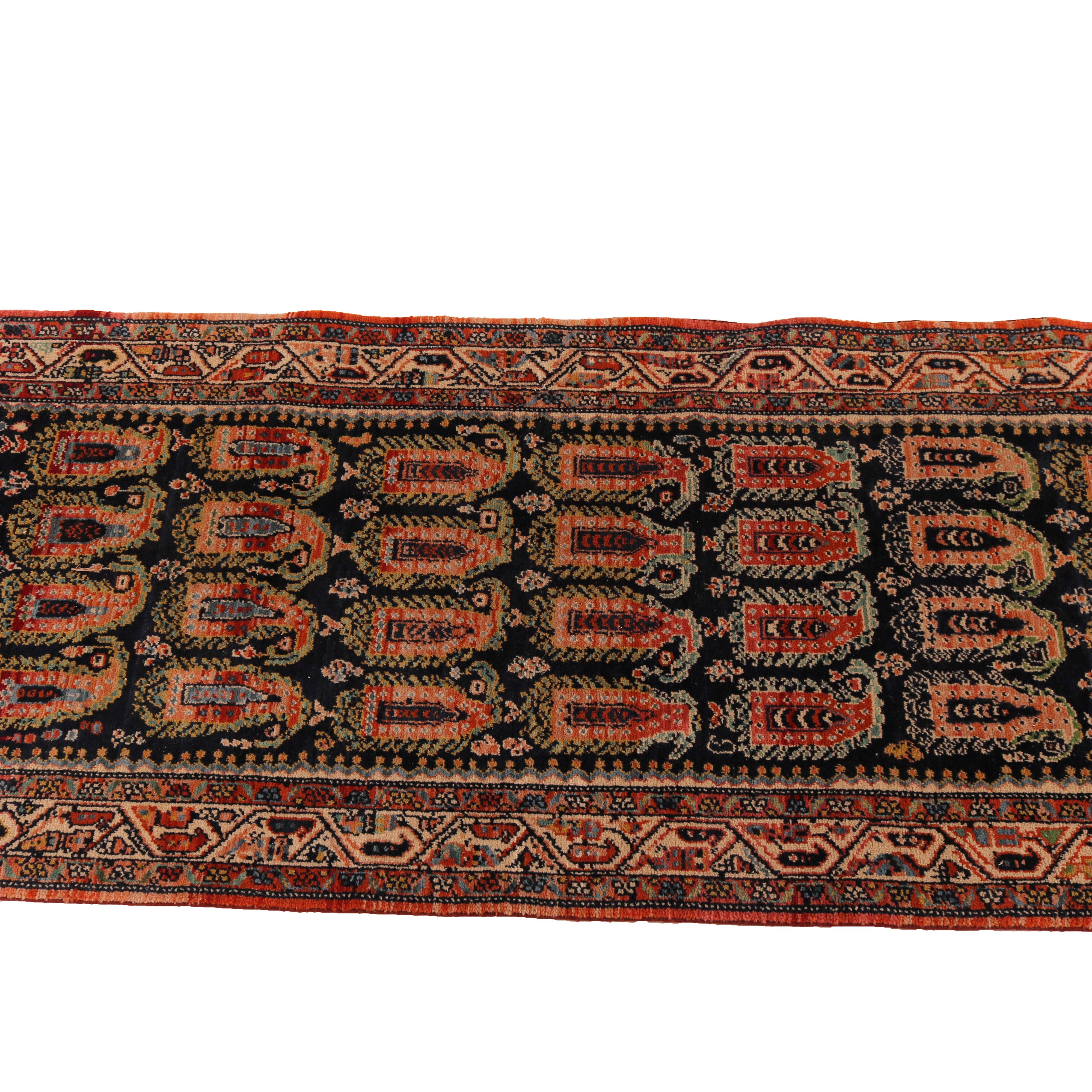 20th Century Oriental Long Runner with Repeating Boteh Pattern Circa 1950 For Sale