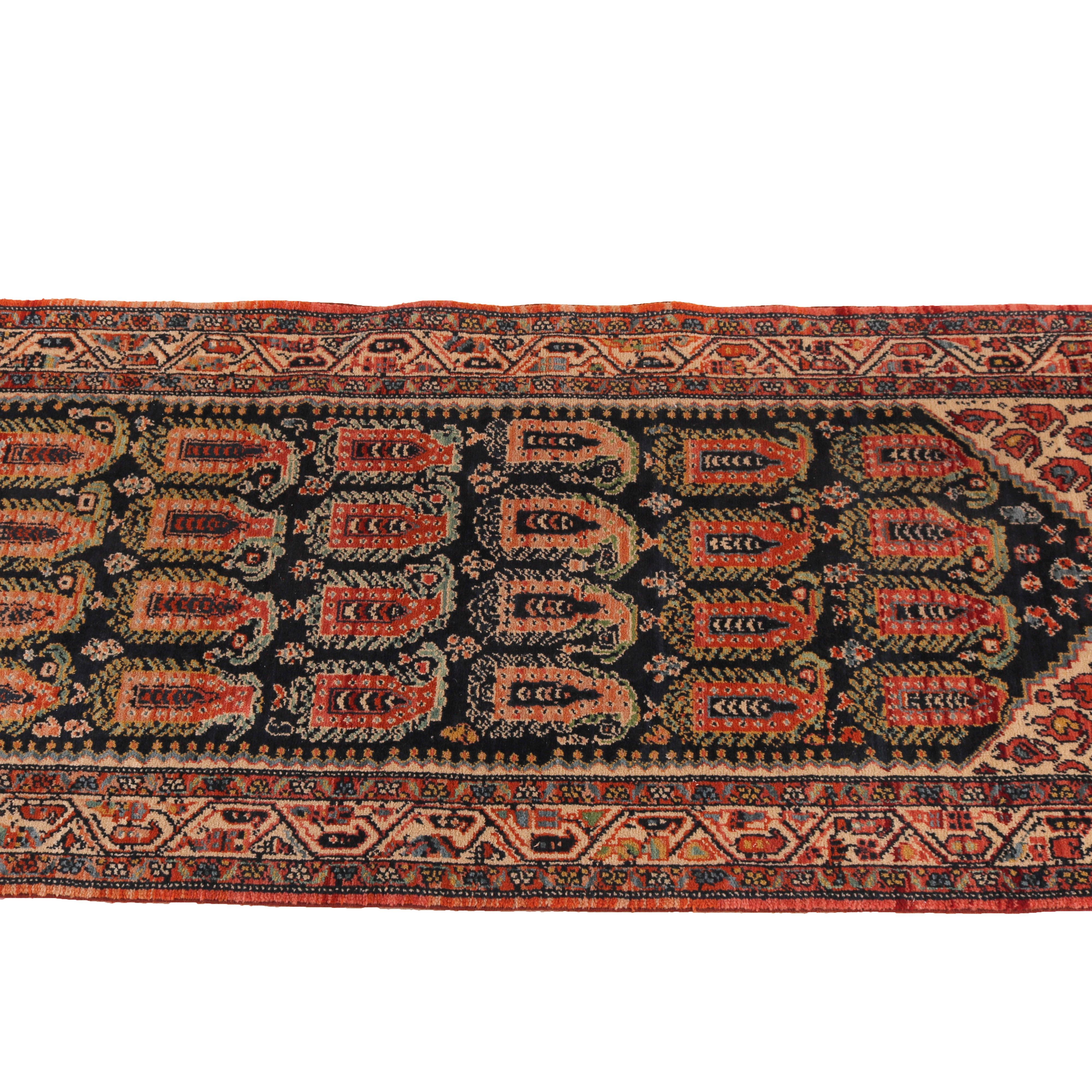 Wool Oriental Long Runner with Repeating Boteh Pattern Circa 1950 For Sale