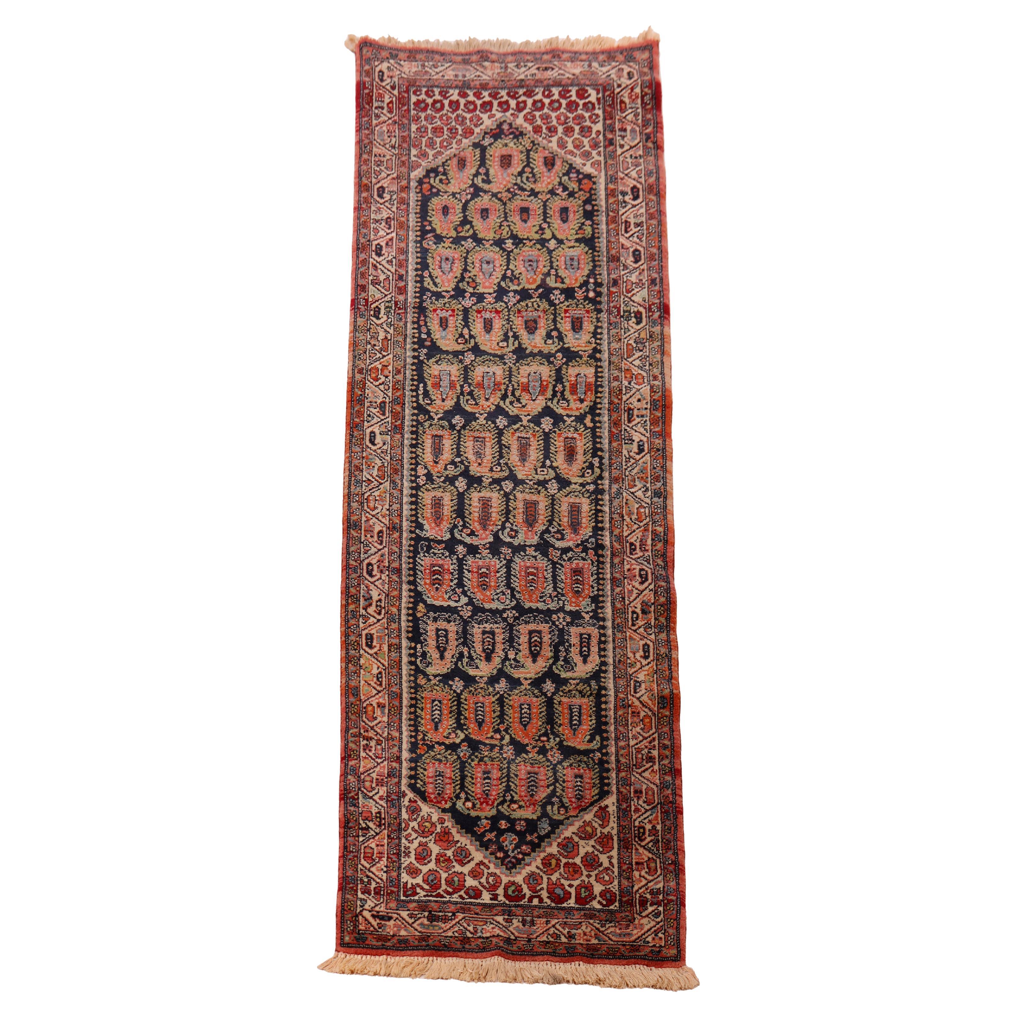 Oriental Long Runner with Repeating Boteh Pattern Circa 1950