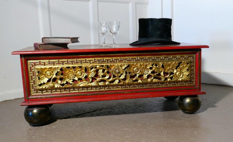 Oriental Look Low Coffee Table With Drawer Storage For Sale At 1stdibs