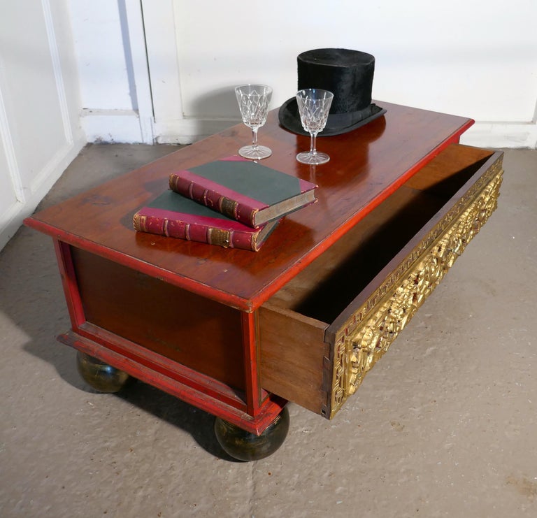 Oriental Look Low Coffee Table with Drawer Storage at 1stDibs