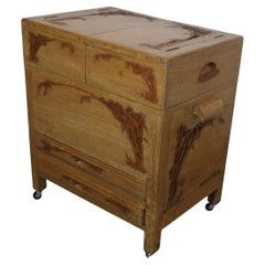 Antique Oriental Metamorphic Concertina Sewing or Work Box   Made in Golden Oak and very