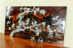 Oriental Midcentury Wall Art Panels Made of Mother of Pearl