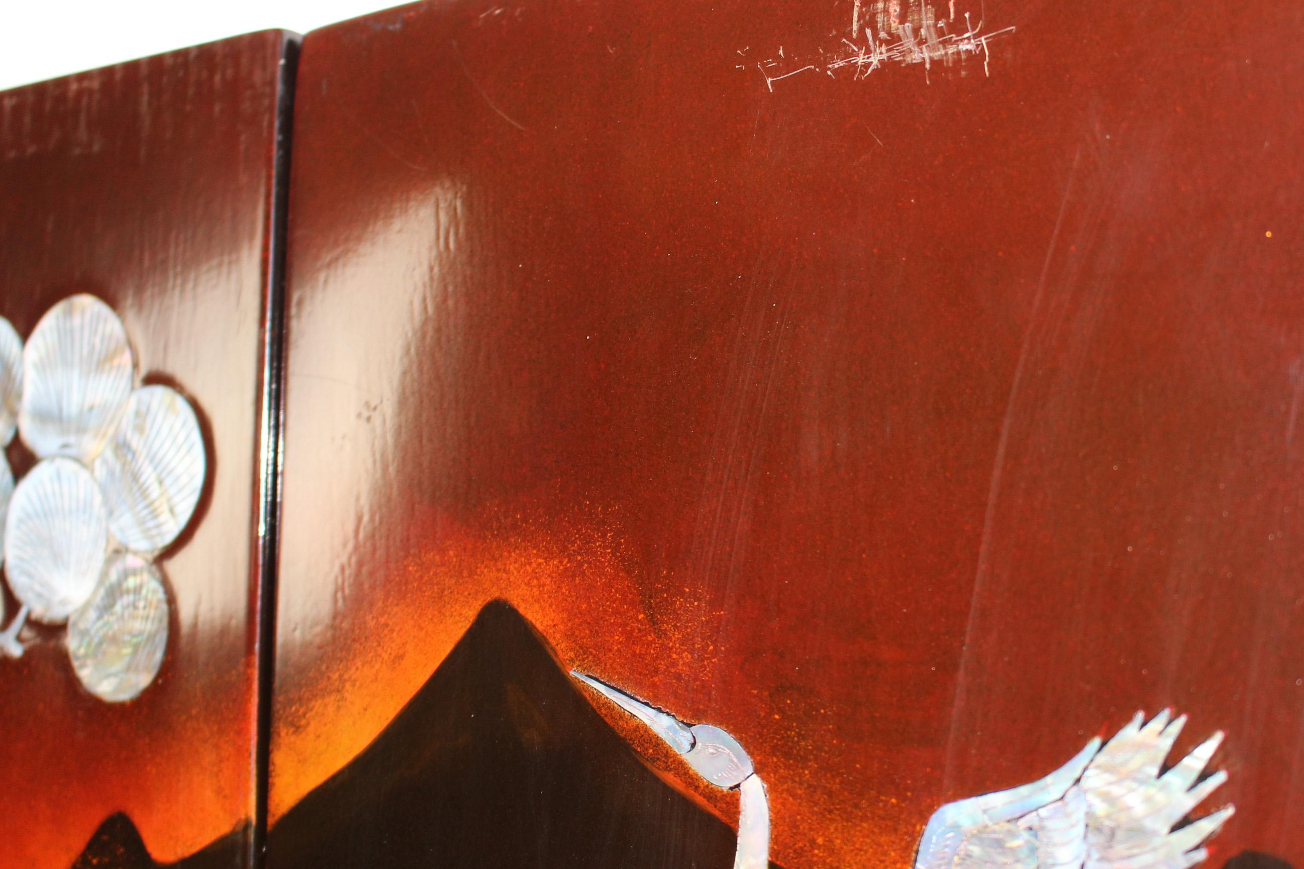 Mid-Century Modern Oriental Midcentury Wall Art Panels Made of Mother of Pearl