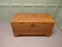 Oriental Minimalist Carved Camphor Wood Chest A Beautiful Carved Chest