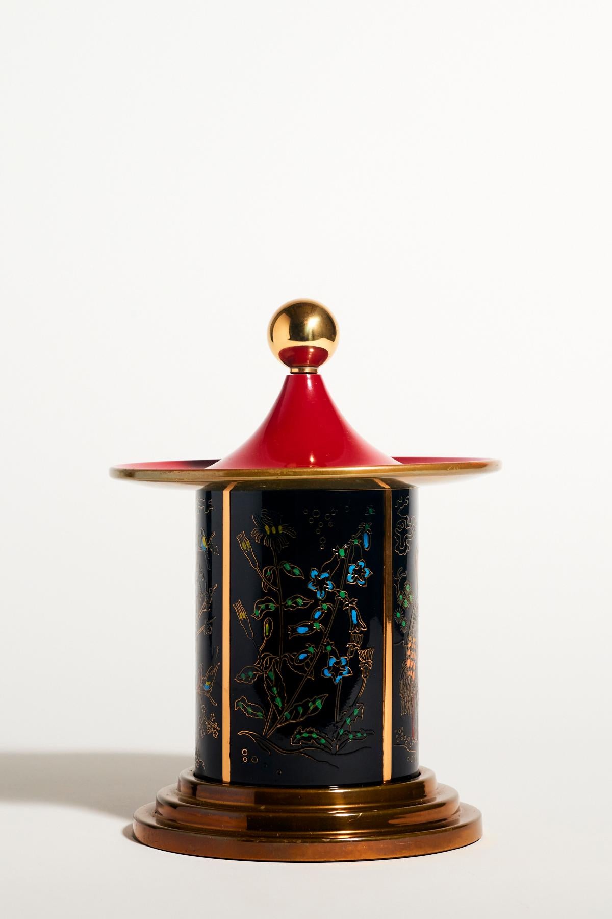 Mid-Century Modern Oriental Pagoda Cigarette Dispenser