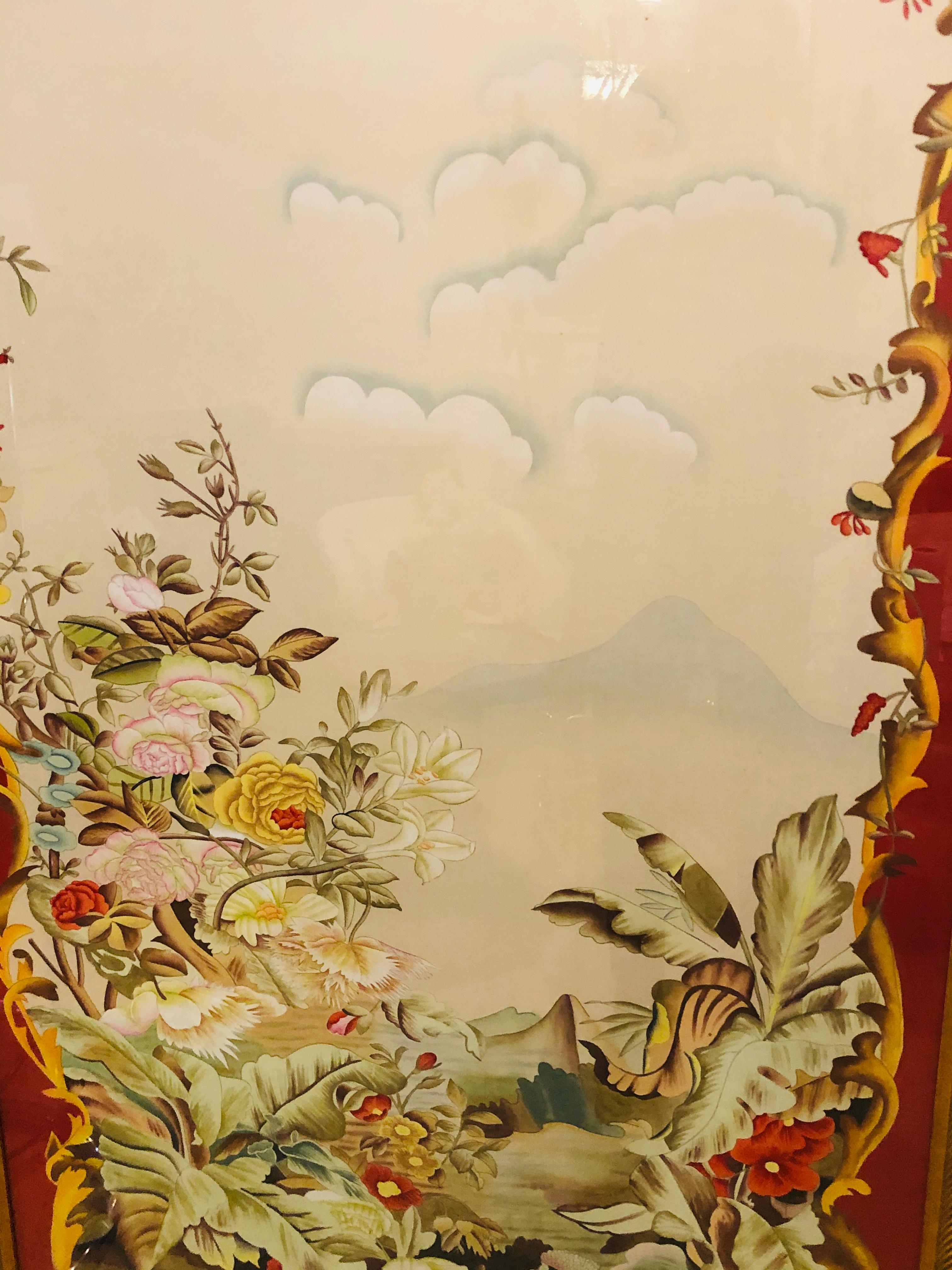 Oriental Painted Silk Panels on Fine Gilt Frames under Plexiglass, a Pair 9
