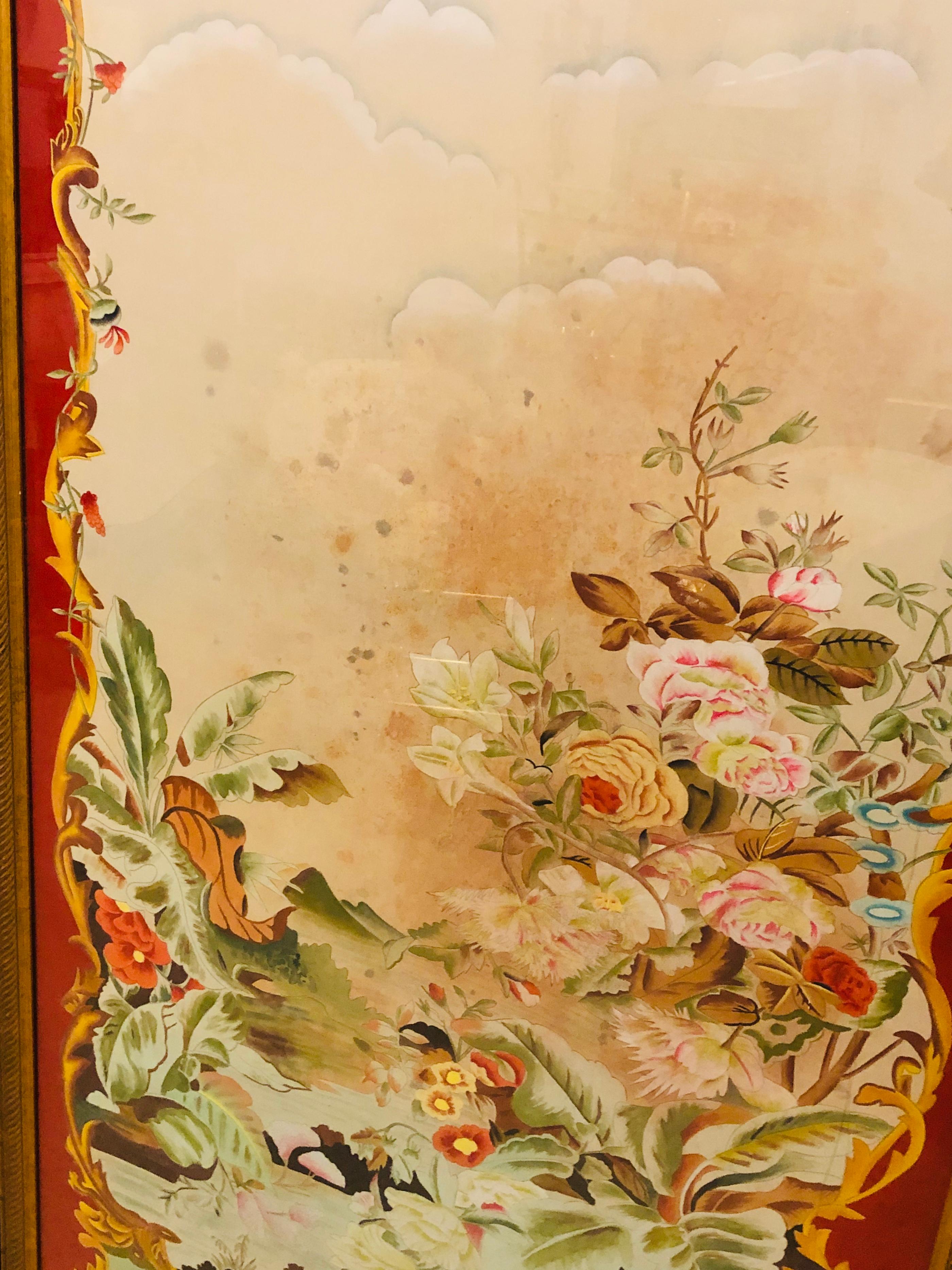 Oriental Painted Silk Panels on Fine Gilt Frames under Plexiglass, a Pair 10
