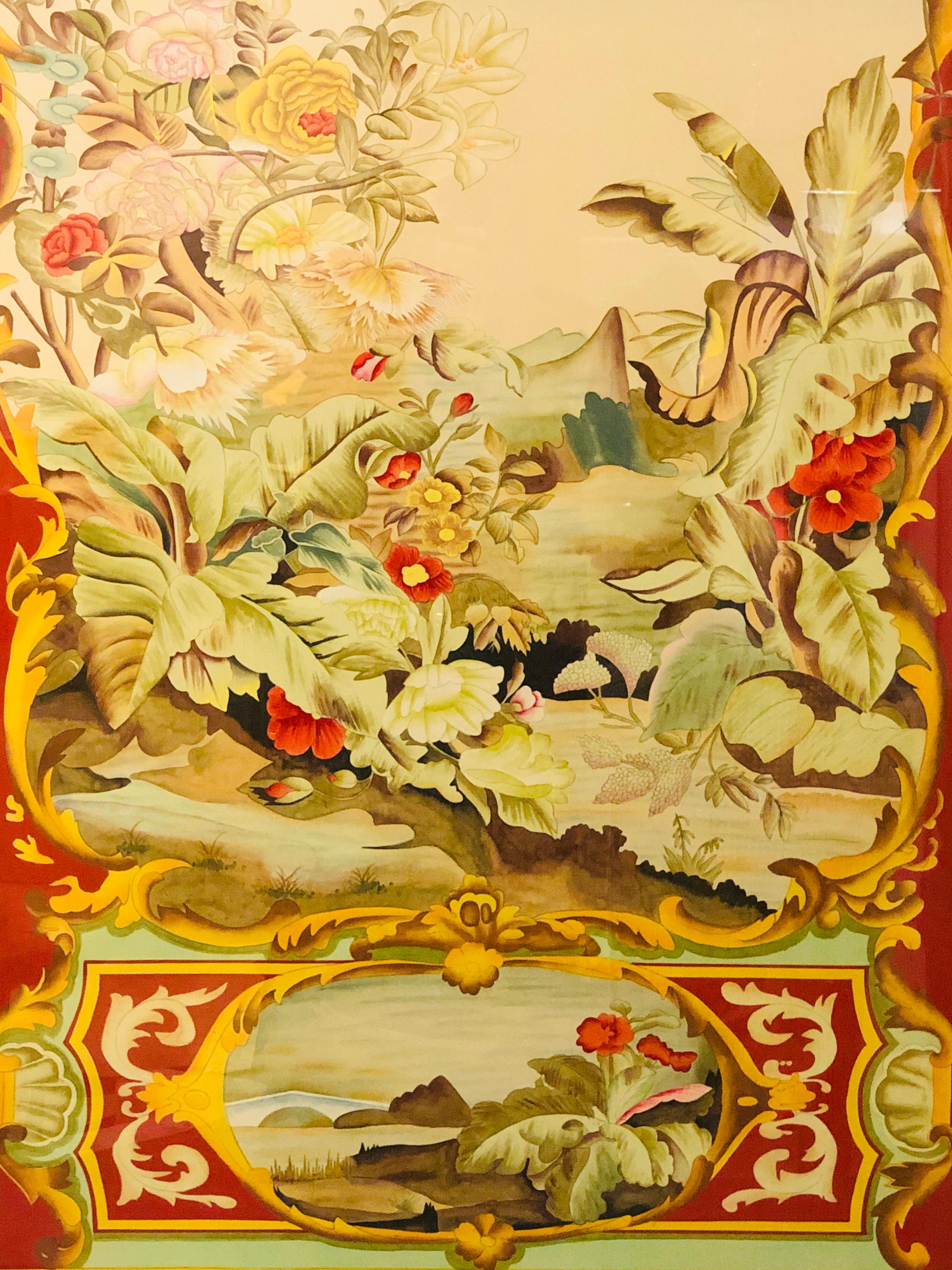 Oriental Painted Silk Panels on Fine Gilt Frames under Plexiglass, a Pair 1