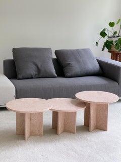 Oriental Pink Marble Nesting Table, Set of 3