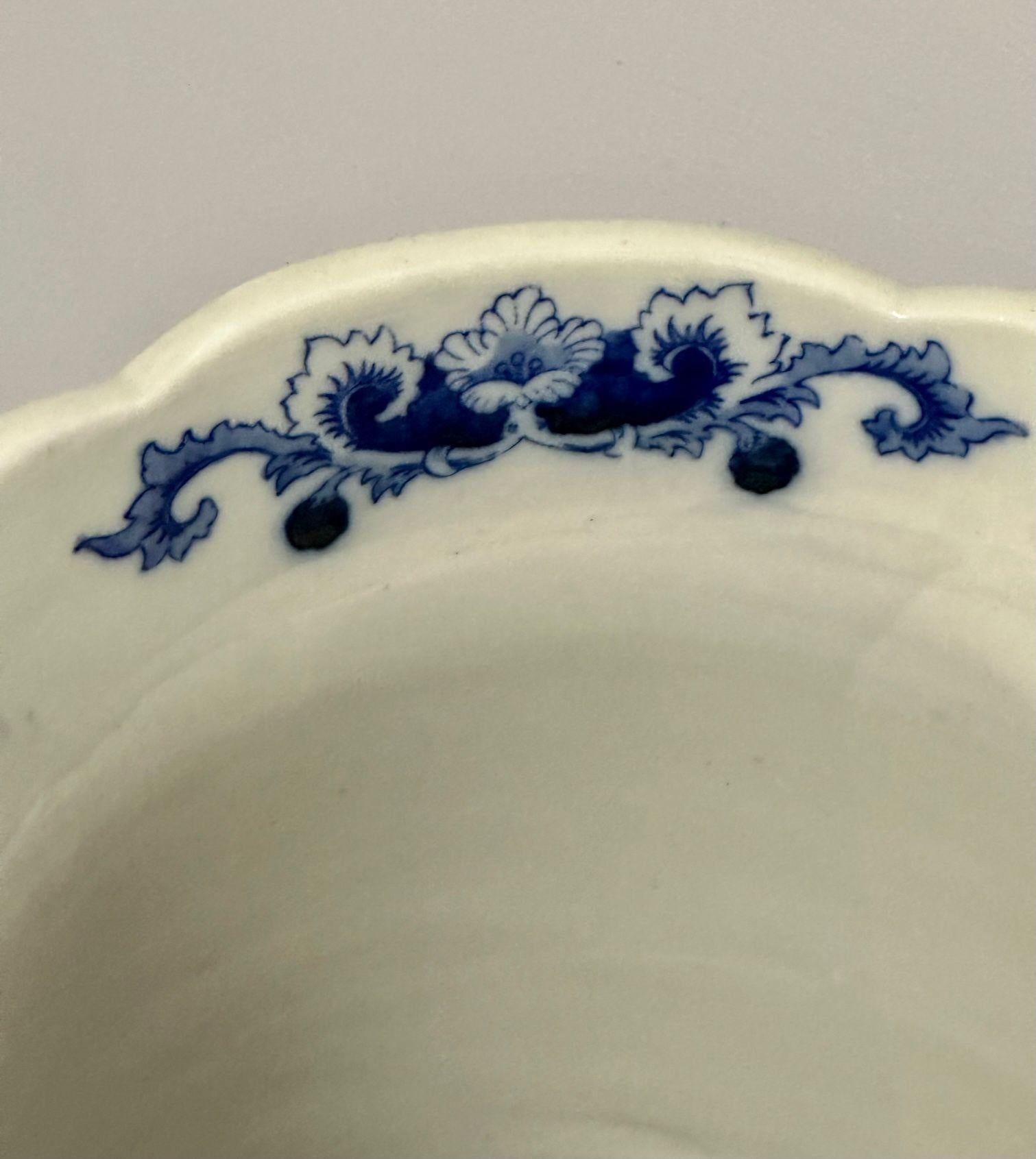 Oriental Porcelain Flow Blue White Umbrella Stand, Large Vase, Floral Decorated For Sale 3