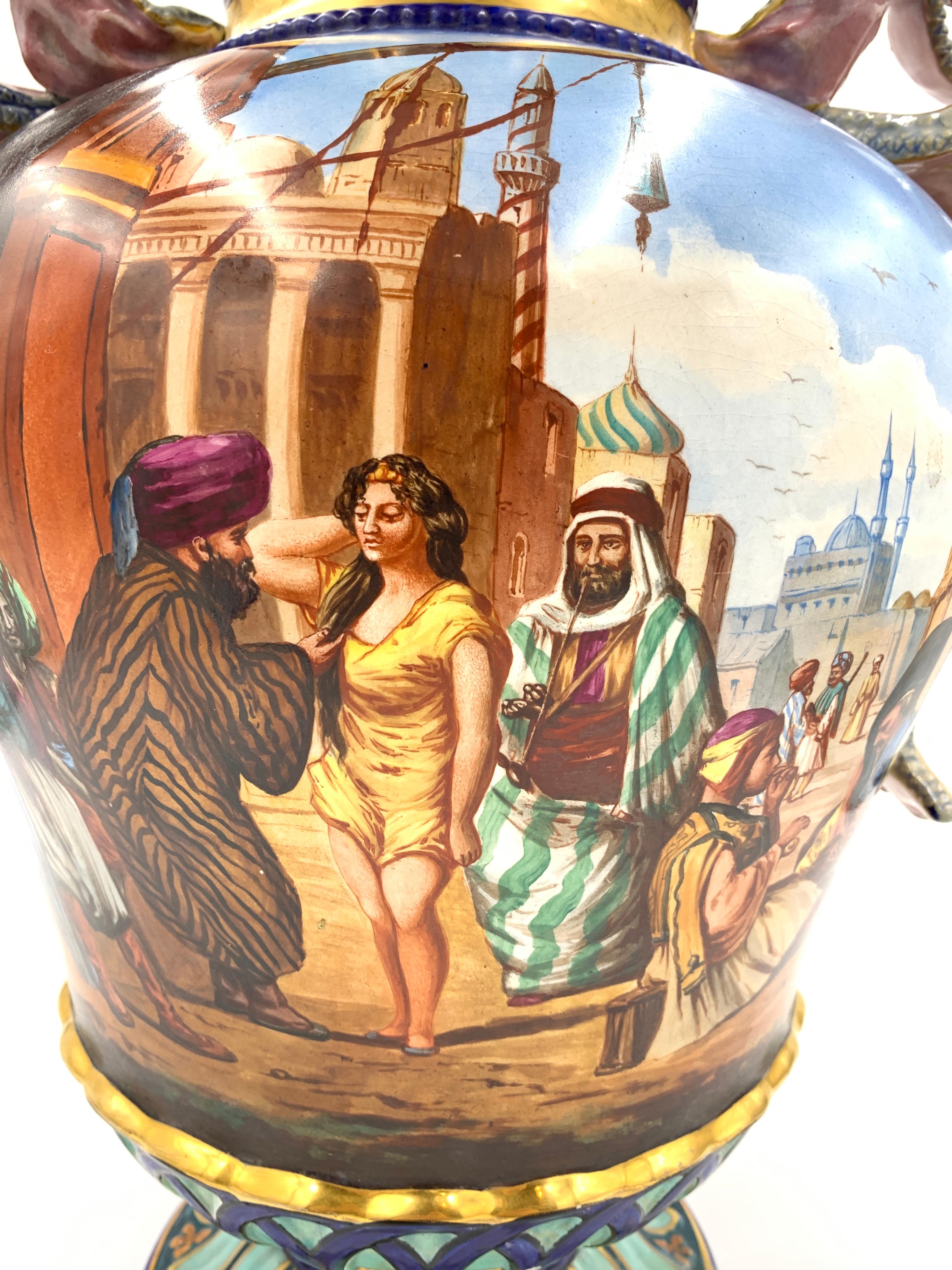 19th Century Oriental Porcelain Vase Depicting Arab Market