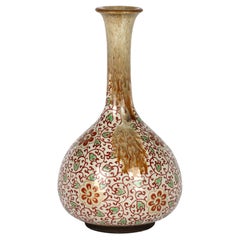 Oriental Quality Hand Crafted Floral Decorated And Glazed Onion Shape Vase
