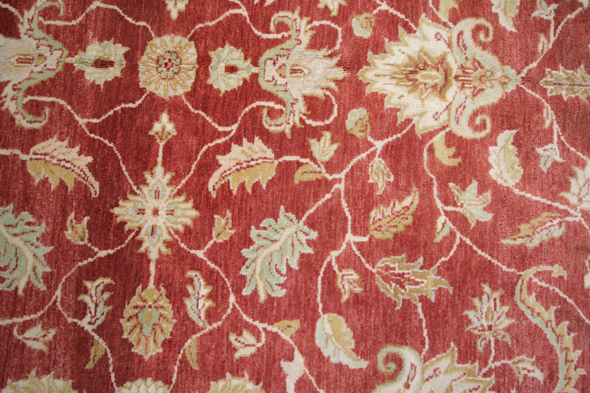 Orientalische Rote Wohnzimmer Teppiche Handgefertigte Teppiche Floral Ziegler Teppiche zu verkaufen CHR73 (Pakistanisch) im Angebot