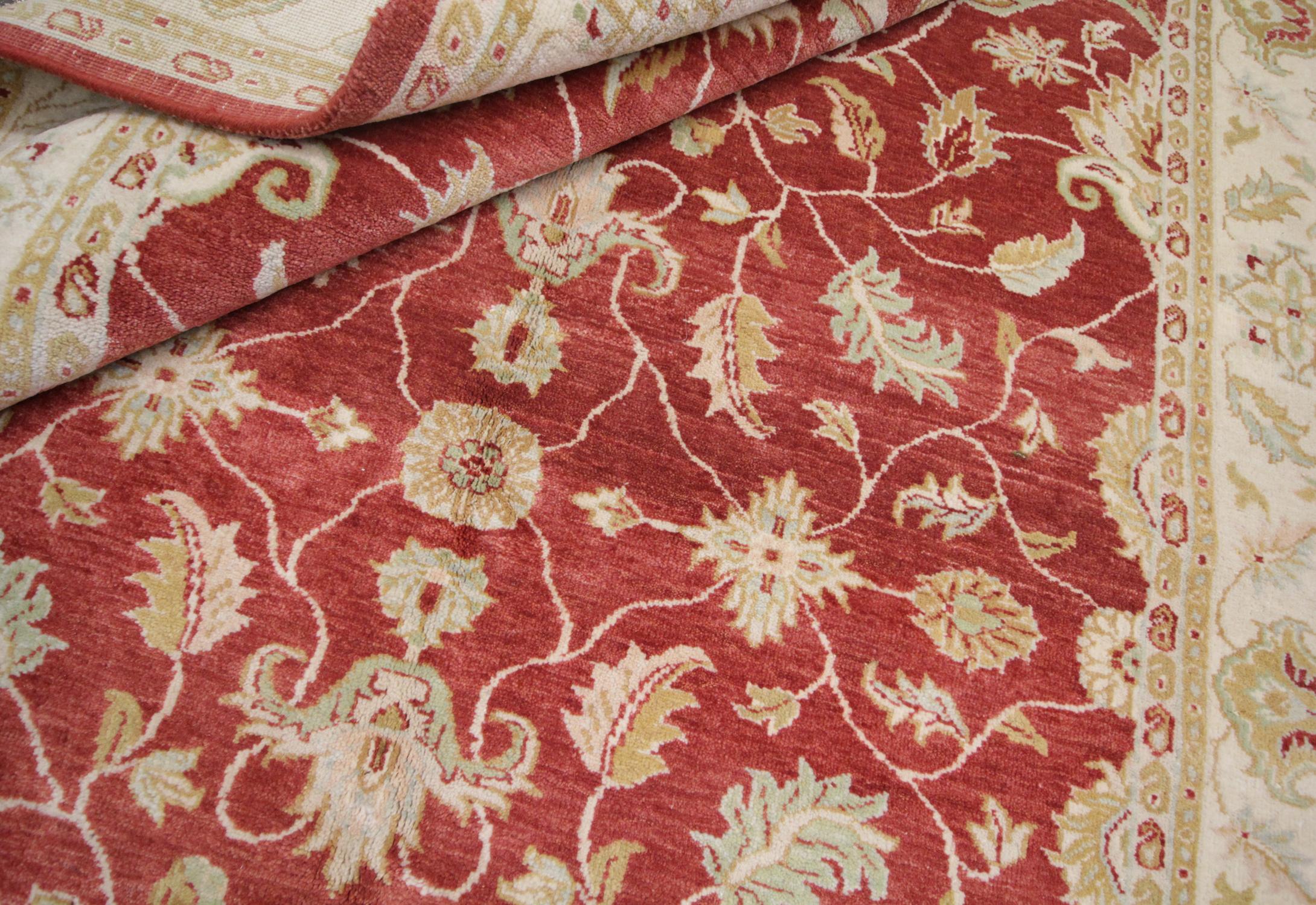 Orientalische Rote Wohnzimmer Teppiche Handgefertigte Teppiche Floral Ziegler Teppiche zu verkaufen CHR73 (Pflanzlich gefärbt) im Angebot