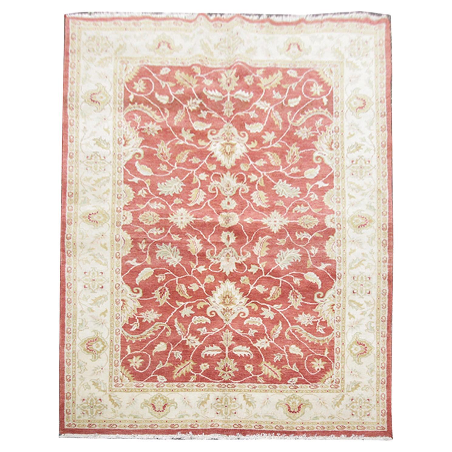 Oriental Red Living Room Rugs Handmade Carpet Floral Ziegler Rugs for Sale CHR73 For Sale