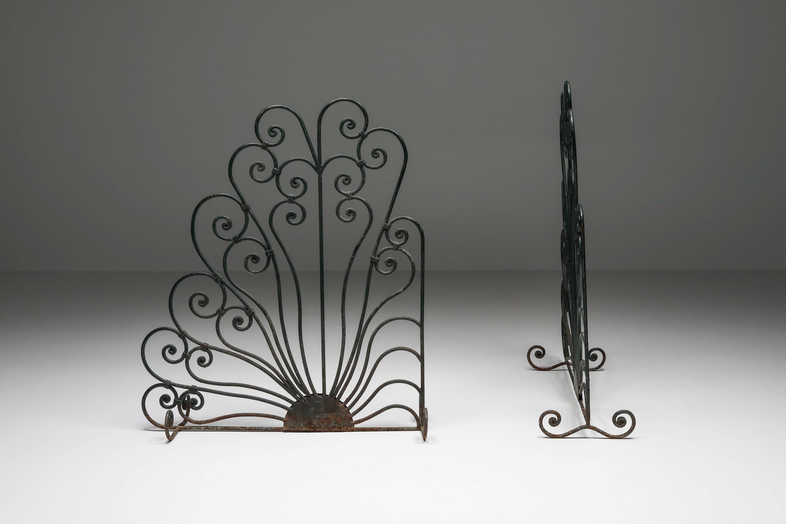 Organic Modern Orientalist Room Divider in Wrought Iron, France, 1900s For Sale
