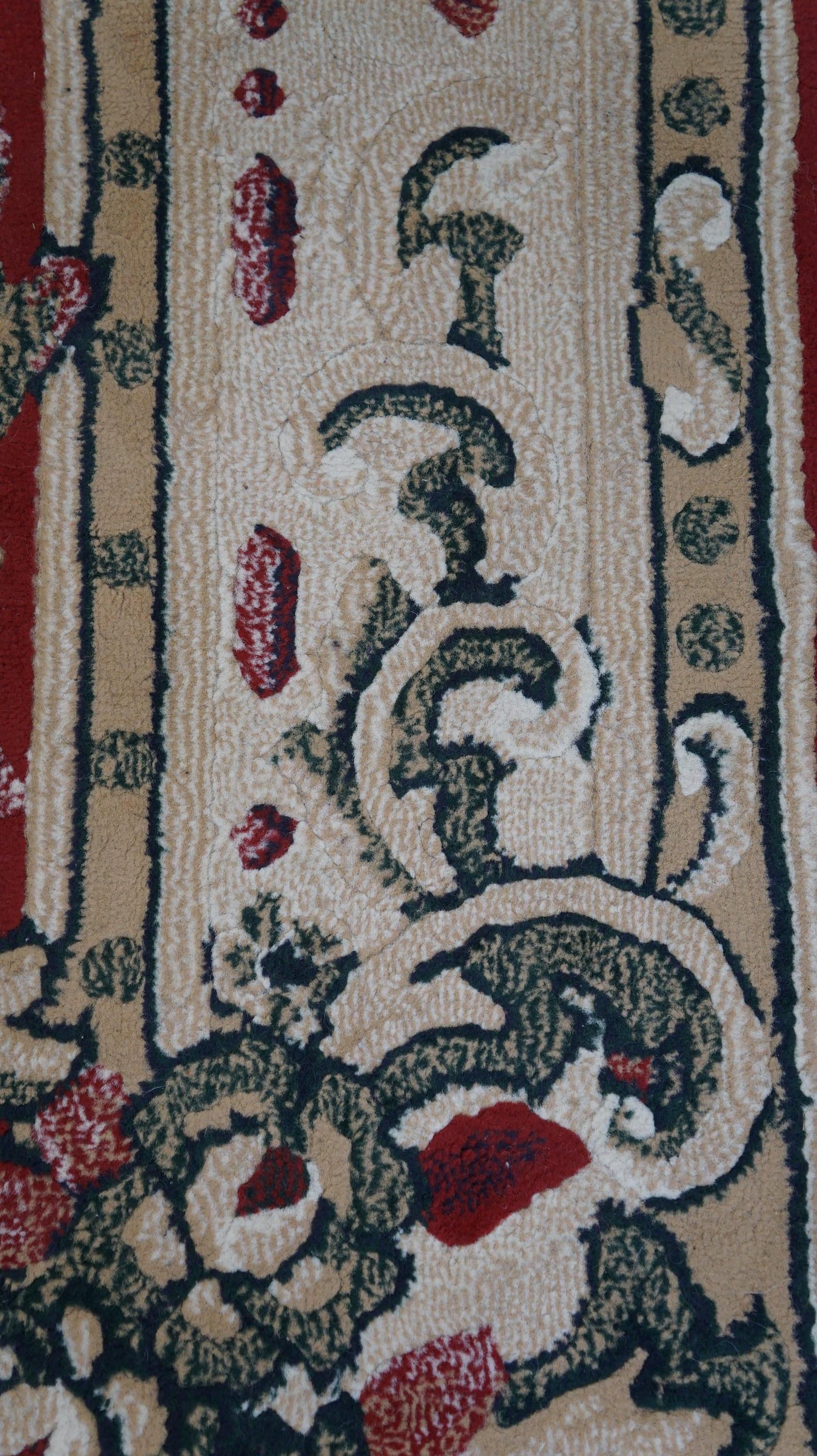 Coton Tapis oriental rouge/beige et vert, 267 x 180 cm en vente