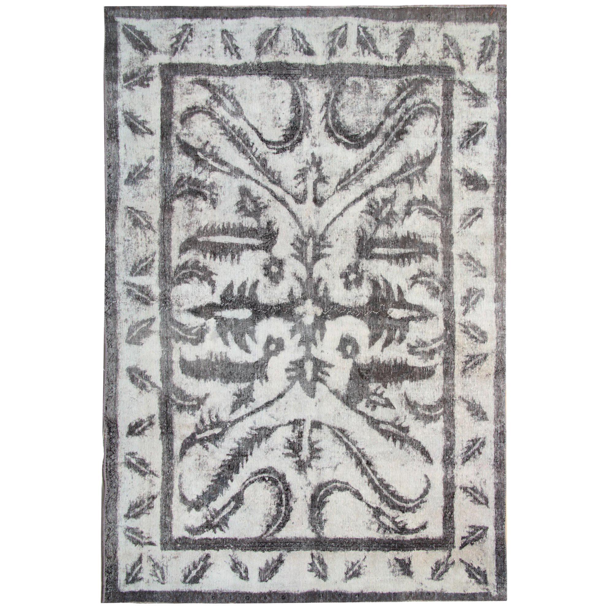 Alfombra Oriental Gris Vintage Pintada Alfombras Turcas Hechas a Mano Venta de Alfombras Marrones en venta
