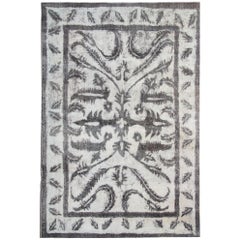 Oriental Rug Grey Vintage Painted Turkish Handmade Carpets Brown Area Rug Sale