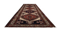 Oriental Rug, Handmade Carpet Vintage Runner, Brown Wool Hallway Rug