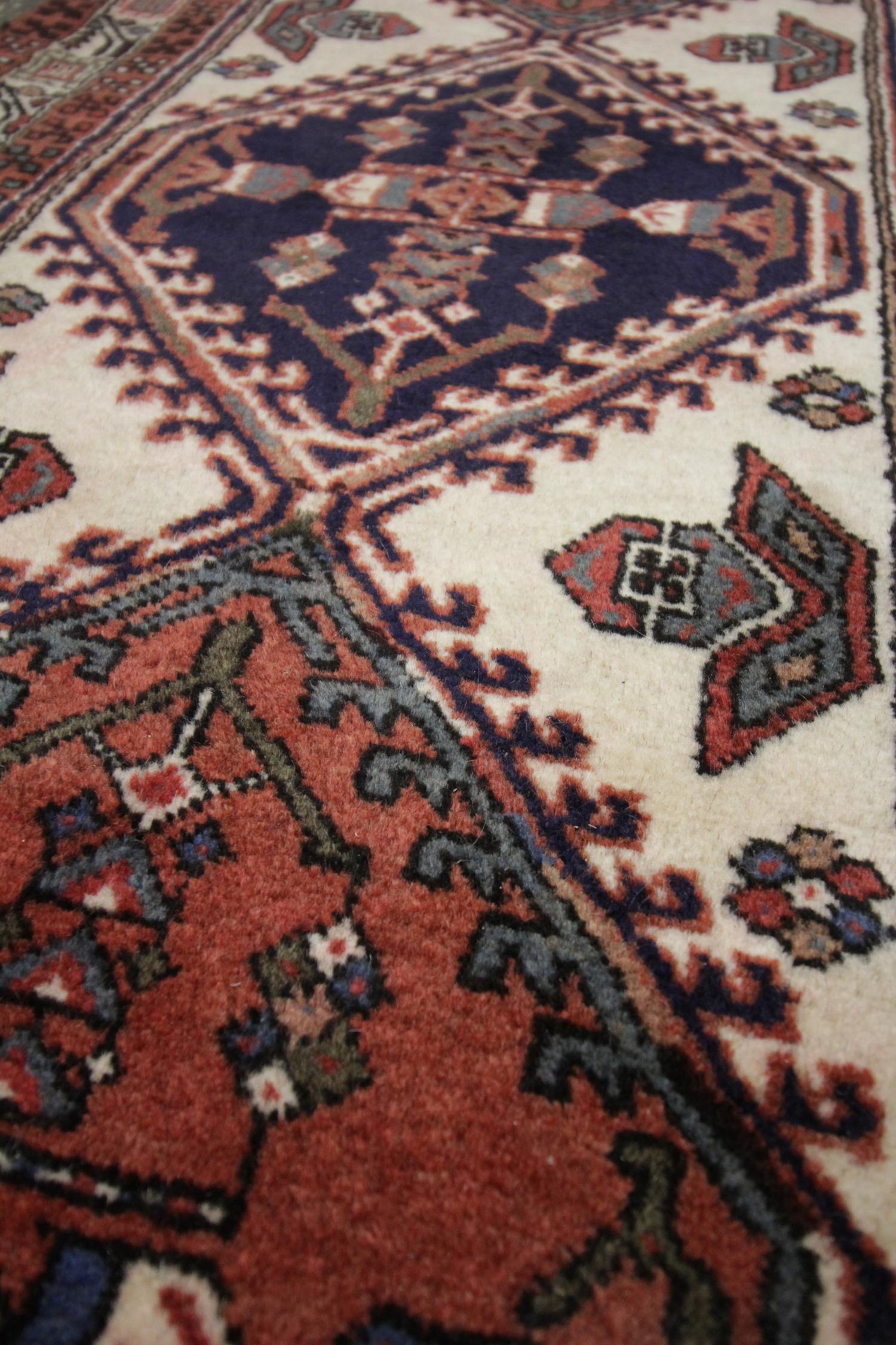 Oriental Rug, Handmade Carpet Vintage Runner, Brown Wool Hallway Rug In Excellent Condition For Sale In Hampshire, GB