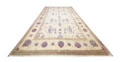 Oriental Rug Handmade Carpet Vintage Turkish Rug, Cream Wool Living Room Rug