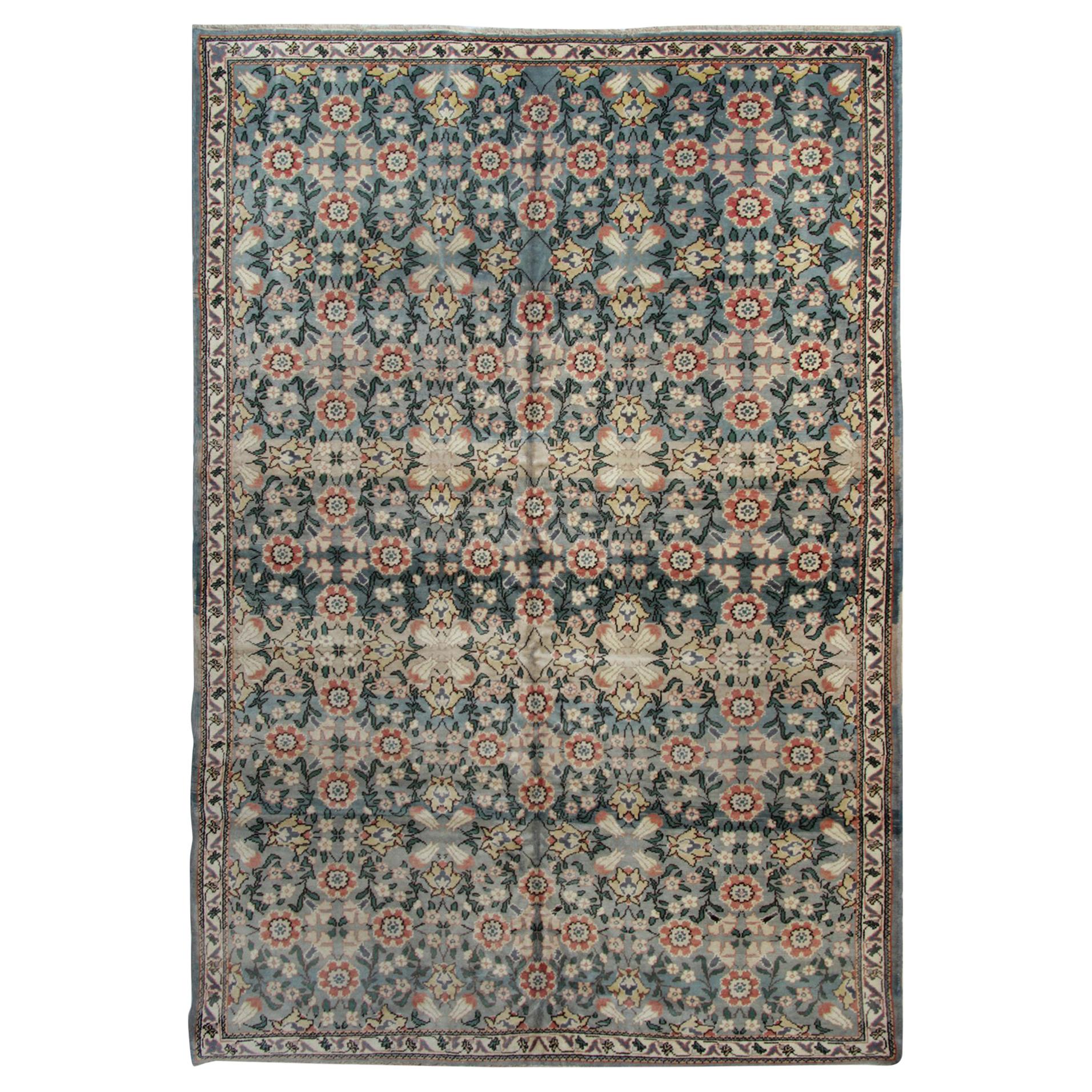 Green Antique Oushak Rugs, Oriental Rug Handmade Carpet Traditional Turkish Rugs For Sale