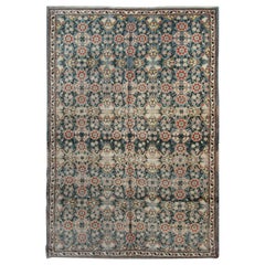 Green Used Oushak Rugs, Oriental Rug Handmade Carpet Traditional Turkish Rugs