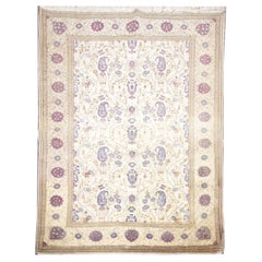 Oriental Rug Handmade Carpet Retro Turkish Rug, Cream Wool Living Room Rug