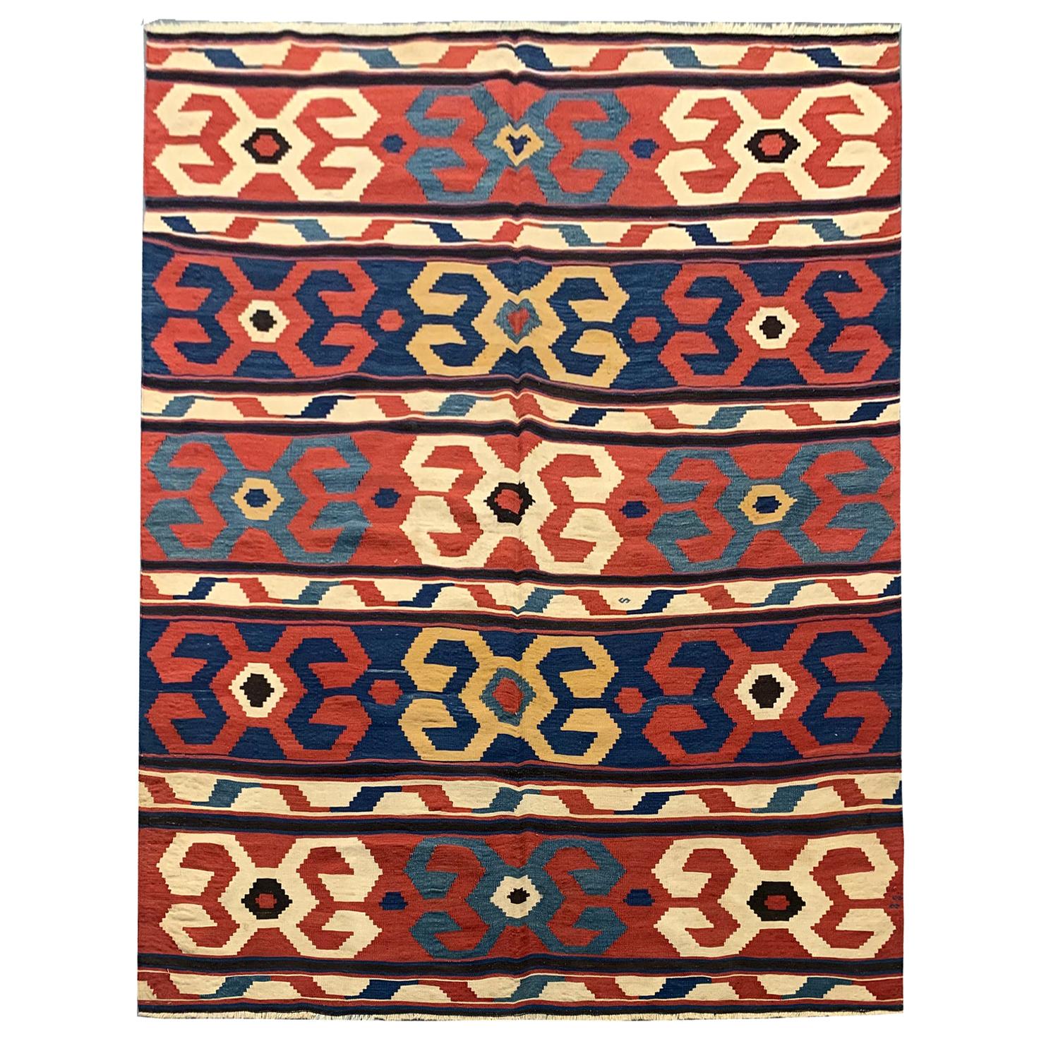 Oriental Rug Kilim Traditional Antique Turkish Kilim Rug
