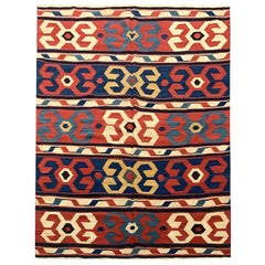 Oriental Rug Kilim Traditional Carpet Used Rugs, Caucasian Kilim Rug