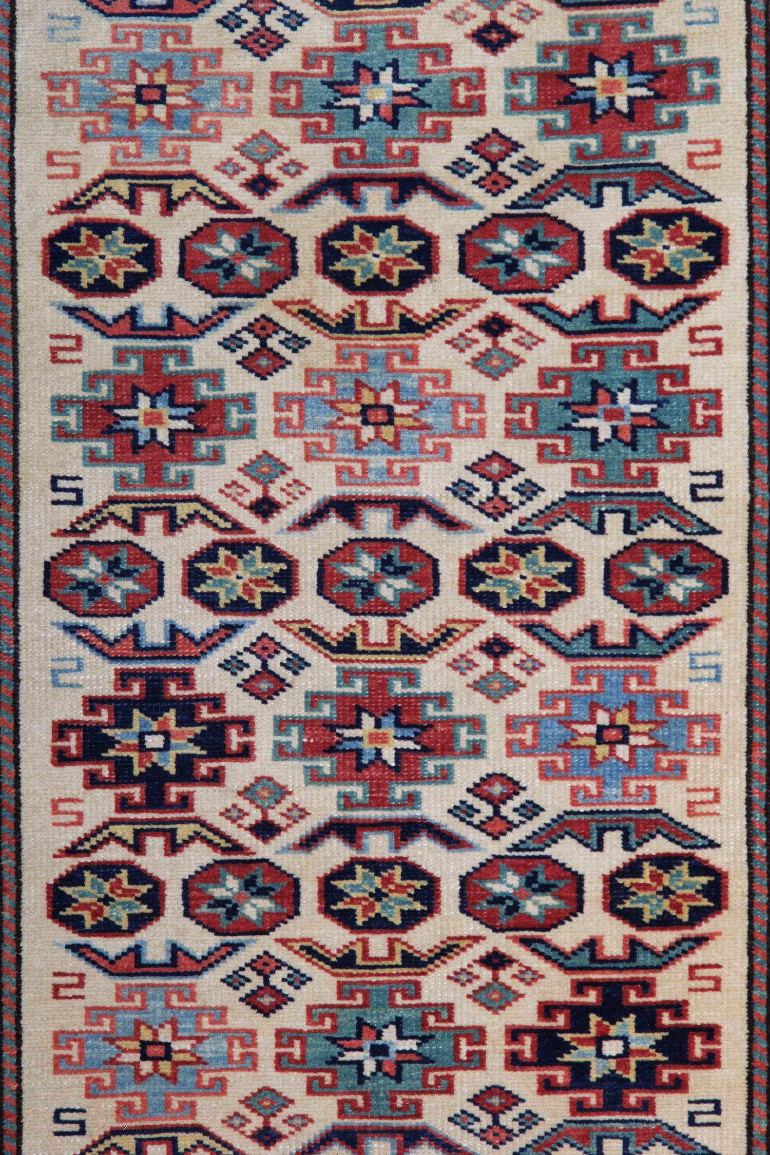 Orientalischer Orientteppich Moderne Kazak-Läufer Teppiche, handgefertigter Treppenteppich (Handgefertigt) im Angebot