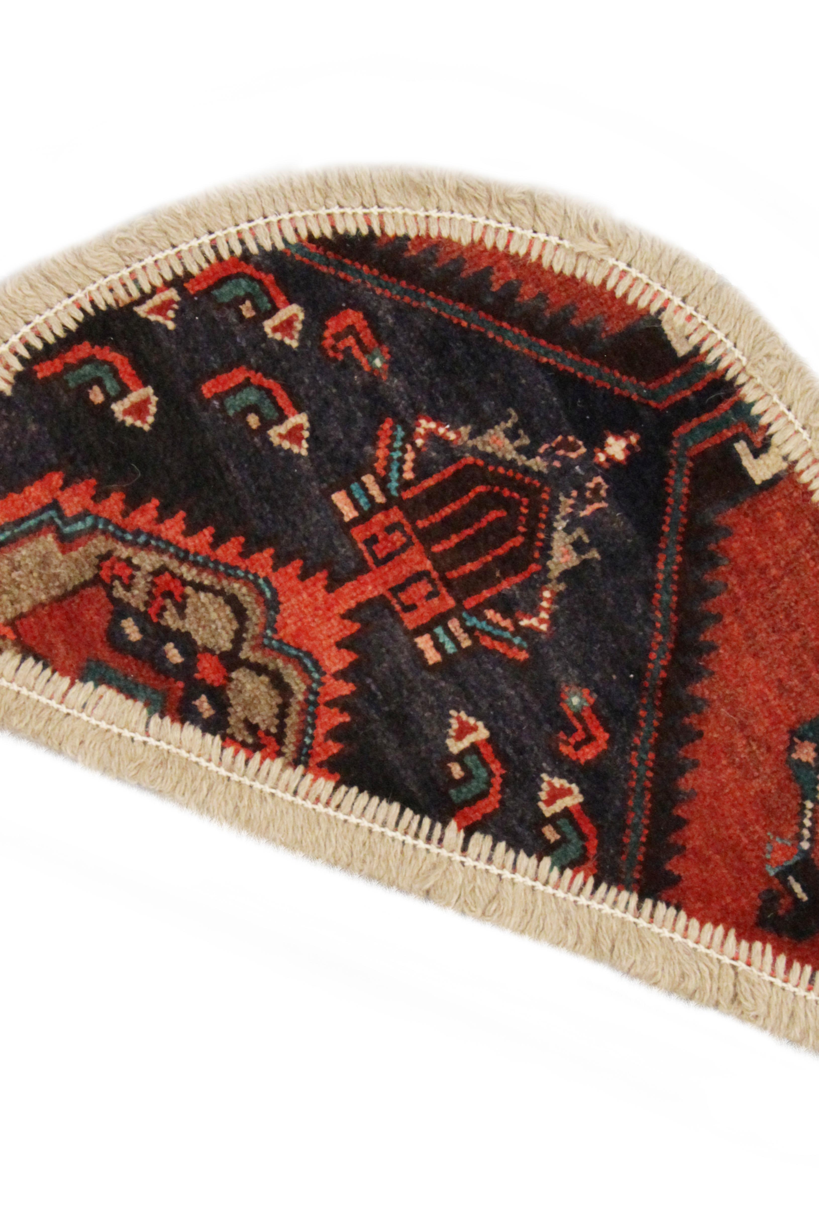 Rustic Oriental Rug Semicircle for Interior Door Way- Entrance way Handmade Carpet Mat