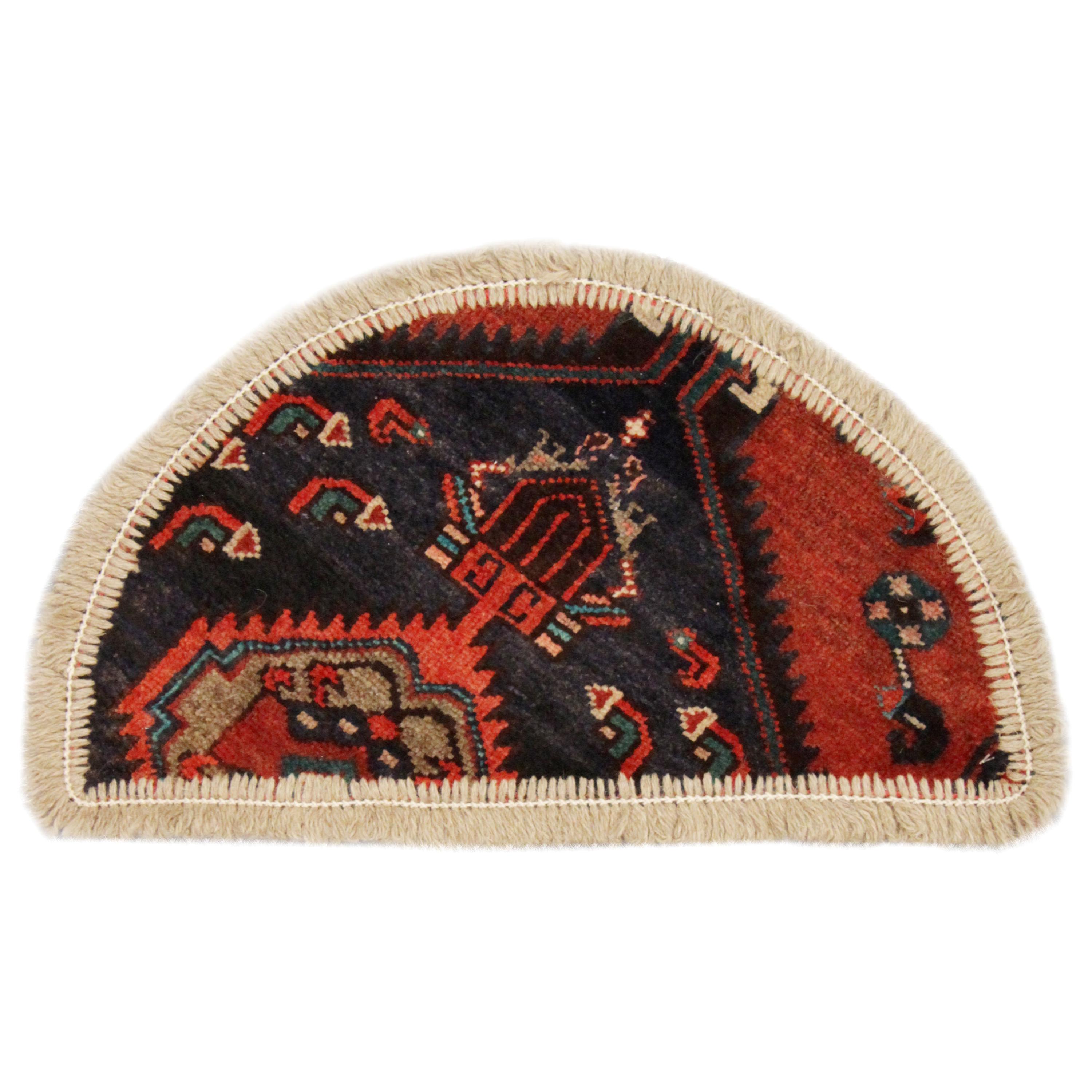 Oriental Rug Semicircle for Interior Door Way- Entrance way Handmade Carpet Mat