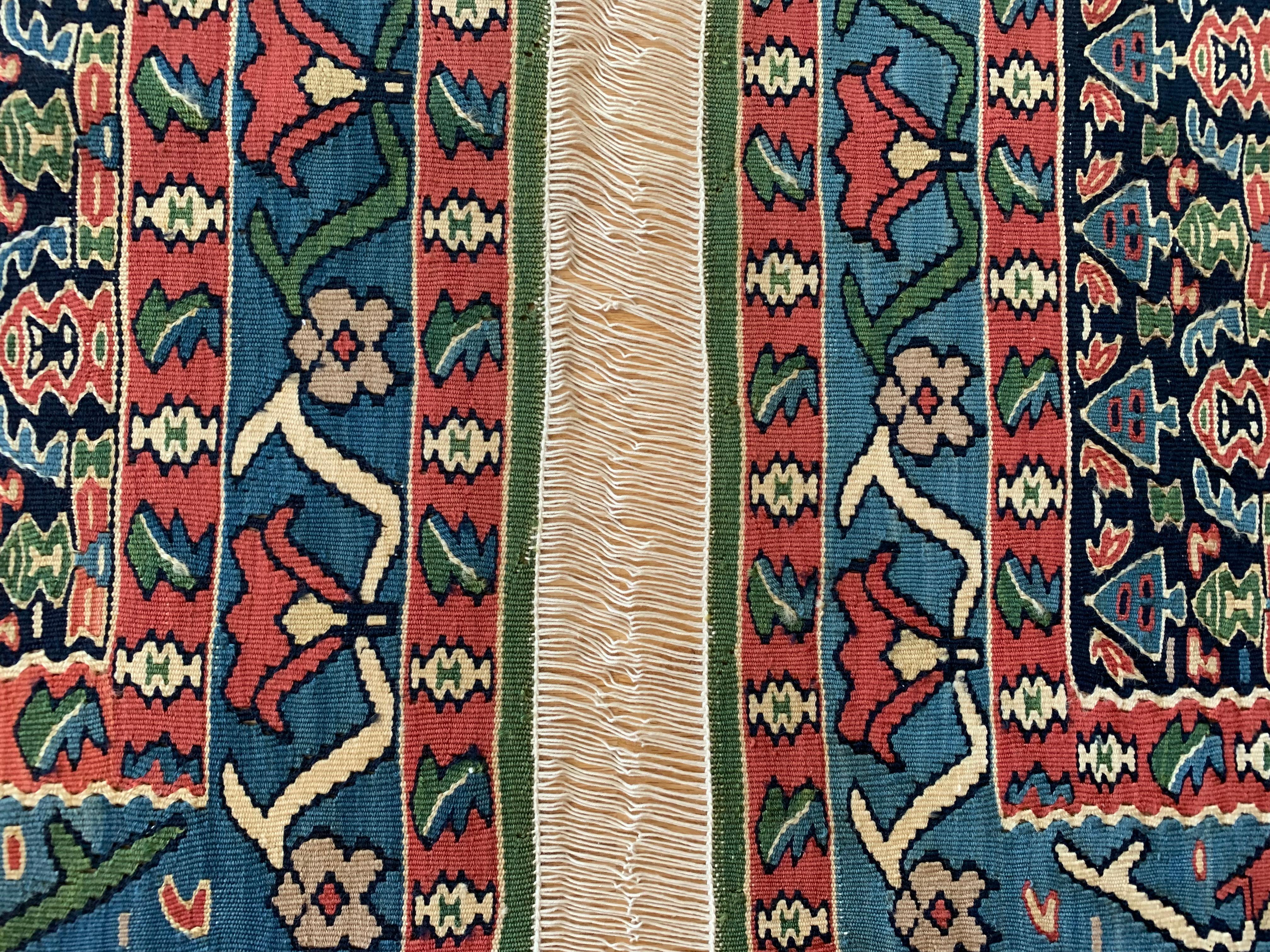Orientteppiche Flachgewebe Kilims Handgefertigt Teppich Blau Beige Wolle Kilim im Zustand „Neu“ im Angebot in Hampshire, GB