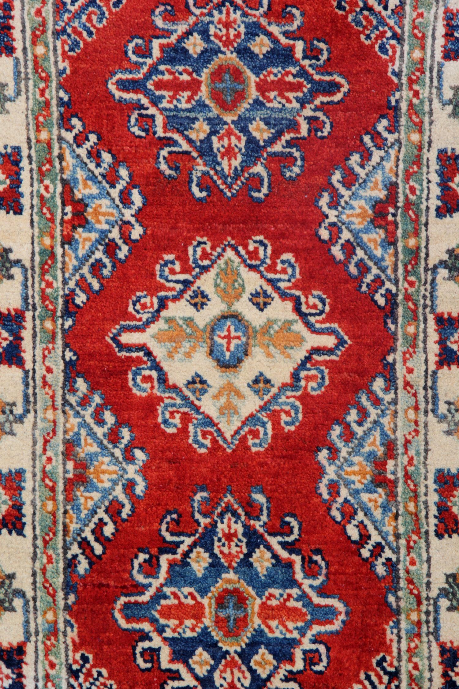 Kazak Oriental Rugs, Handmade Carpet Cream Geometric Rugs for Sale For Sale