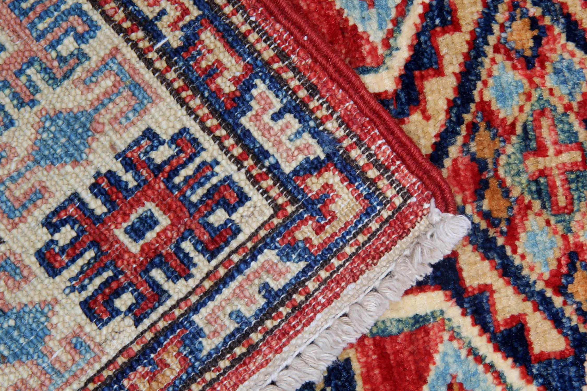 Orientalische Teppiche, handgefertigte rote geometrische Teppiche für den Verkauf (Afghanisch) im Angebot