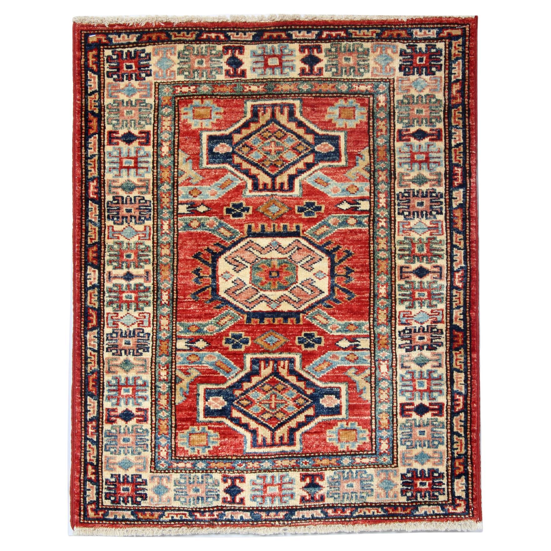 Orientalische Teppiche, handgefertigte rote geometrische Teppiche für den Verkauf im Angebot