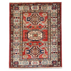 Vintage Oriental Rugs, Handmade Carpet Red Geometric Rugs for Sale