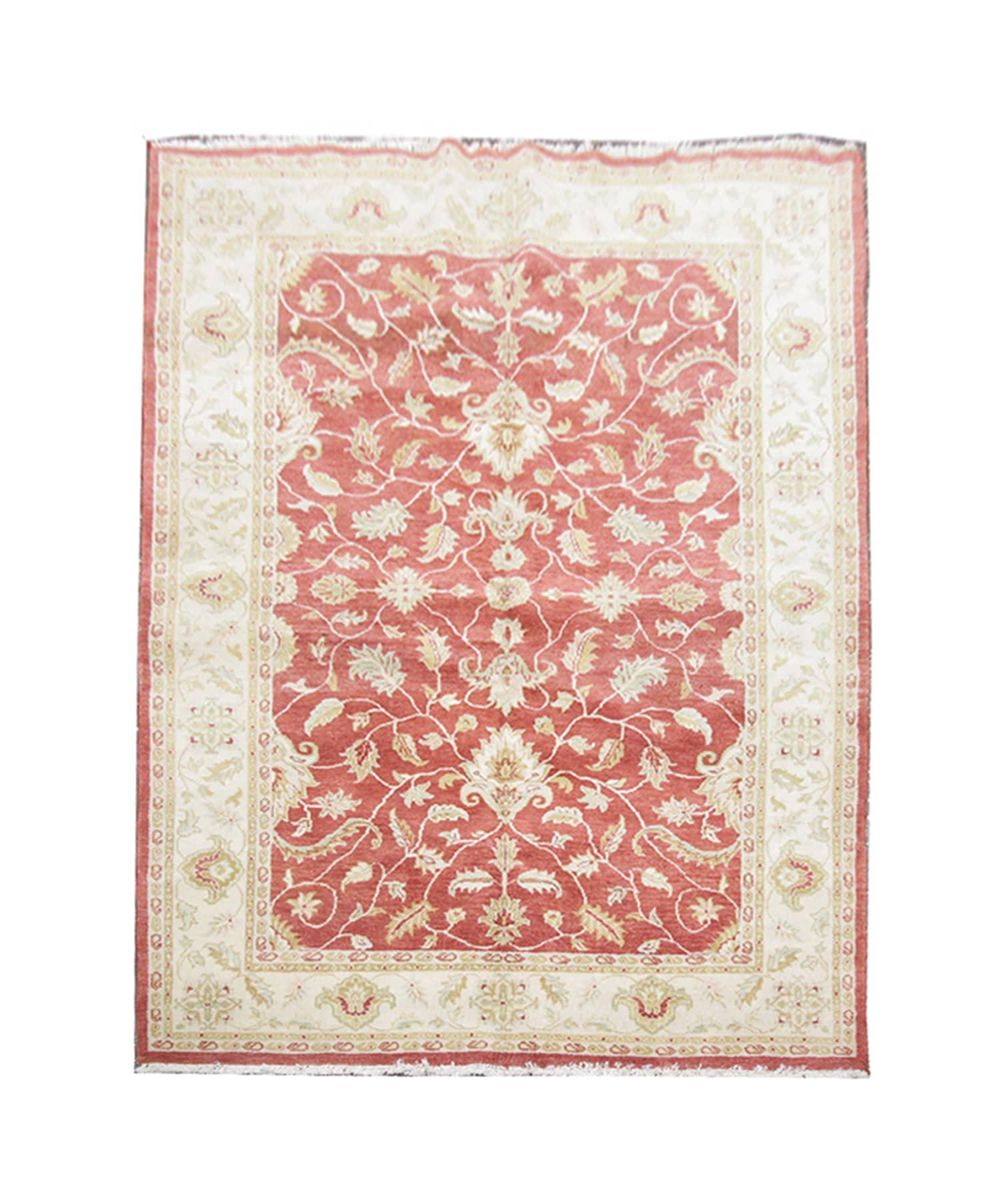 Hand-Knotted Oriental Rugs, Red Living Room Rugs, Handmade Carpet Floral Ziegler Rugs For Sale