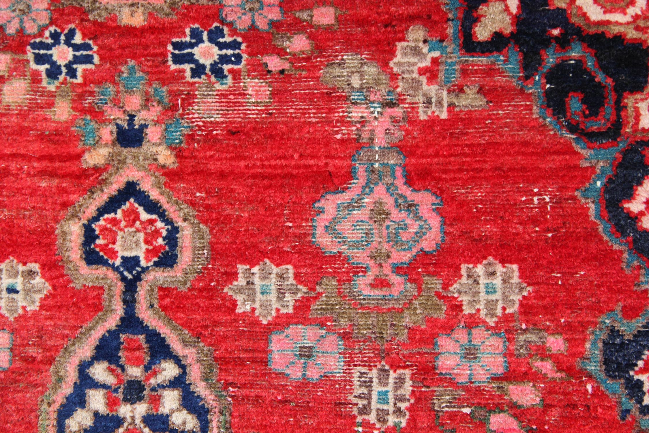 Vegetable Dyed Oriental Rugs Red Wool Traditional Carpet Handwoven Area Rug