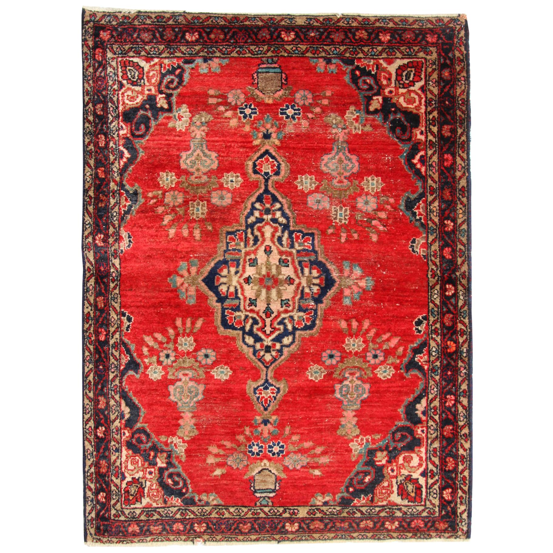Oriental Rugs Red Wool Traditional Carpet Handwoven Area Rug